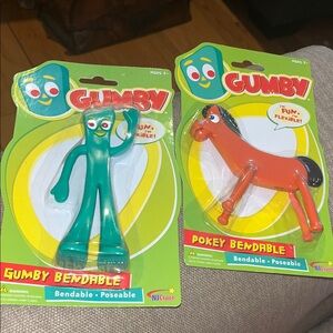 Gumby and Pokey Bendable Toy Set - Green and Orange
